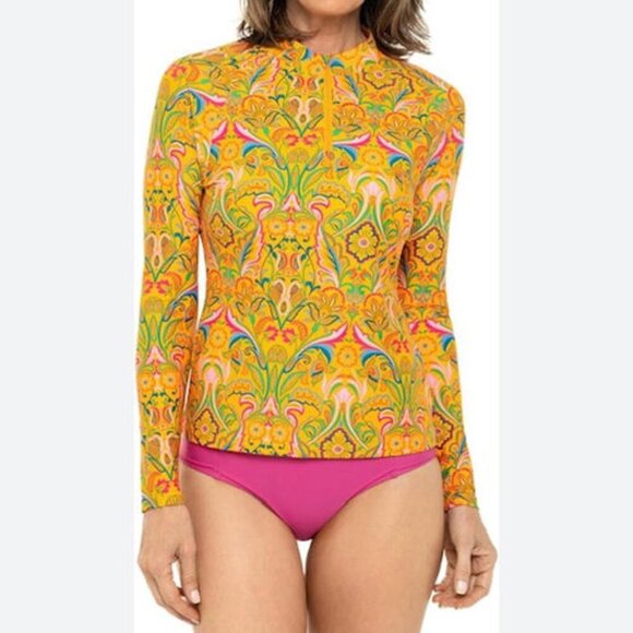 Coolibar Bal Harbour Long Sleeve Rash Guard Size XS Swimsuit Top UPF Crop Beach - Picture 1 of 12